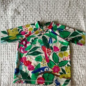 Mini Boden Girls rash guard. Size 2/3.Floral jungle theme. Super cute!